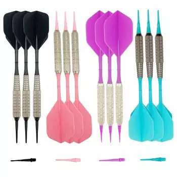 Dart Set 16g 12pcs Shaft Flight Integrated House Darts Beginner Practice Tips Includes 100 Soft Darts
