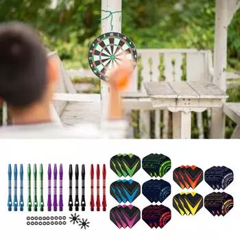 Набор стержней и оперений для дротиков с резьбой 2BA, алюминиевые стержни среднего размера, профессиональные комплекты аксессуаров для дротиков для игр в дартс