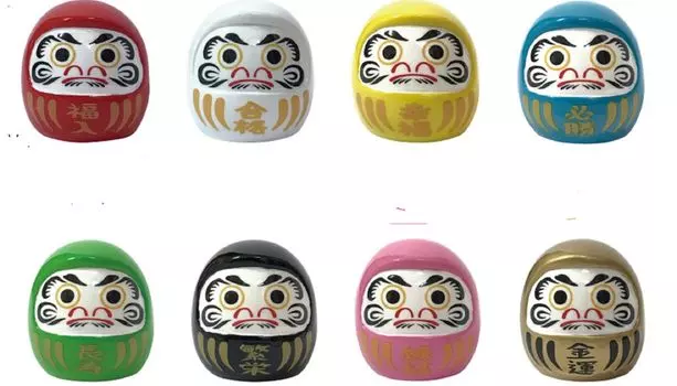 Дарума удача и хорошее лицо удача высота ширина 1 часть 8 статуэтка, удача, изображение, амулет, приблизительно. 3,2см, 3,2см, (установить цвета)