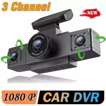 Dash Cam 3 Channel Black Box Dash Car Video Recorder Camera with DVR Back View 24H Parking Monitor Car Accessories None