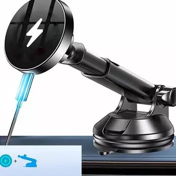 Dashboard Magnetic Wireless Car Phone Charger Adapter 15W Windshield Car Phone Holder for iPhone 16 15 14 Pro Max 12