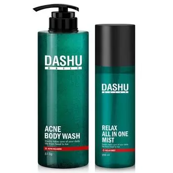 DASHU Daily Acne Relax Scrub Body Wash 513 мл + All-in-one Mist 200 мл, 1 набор
