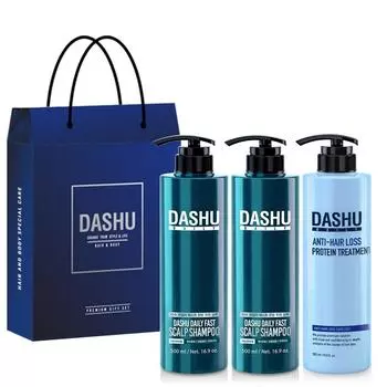 Dashu Daily Fast Herbal Scalp Shampoo 500 мл x 2 шт. + Protein Treatment 500 мл + сумка для покупок, 1 набор