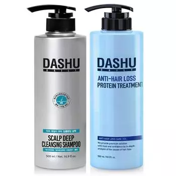 Dashu Hair Loss Relief Deep Cleansing Dandruff Care Shampoo 500ml + Protein Treatment 500ml, 1 set