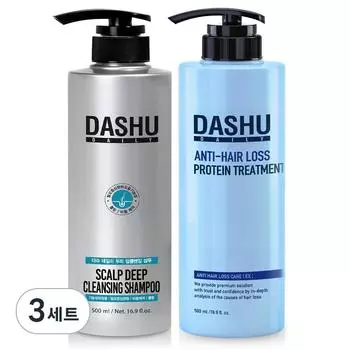 Dashu Hair Loss Relief Deep Cleansing Dandruff Care Shampoo 500ml + Protein Treatment 500ml, 3 sets
