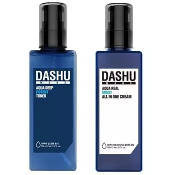 DASHU Тоник для мужчин Aqua Deep Potent Toner 153 мл + крем Men s Aqua Real Moist All-in-One Cream 153 мл, 1 набор