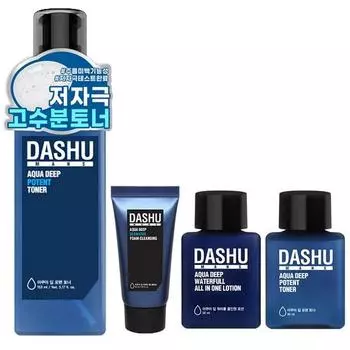 DASHU Мужской тоник Aqua Deep Potent 153 мл + 30 мл + очищающая пенка 30 мл + лосьон 30 мл набор, 1 набор