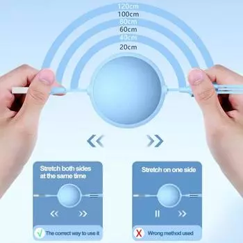 Data Cable 100W Shell Aluminum Charging 3-in-1 Super Fast Power Stretchable Low Type-C/Micro Consumption USB/8-Pin Cable синий