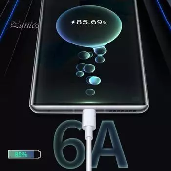 Data Cable Universal 2-in-1 6A 66W Type-C Phone Fast Charging Cord for Xiaomi 100cm белый