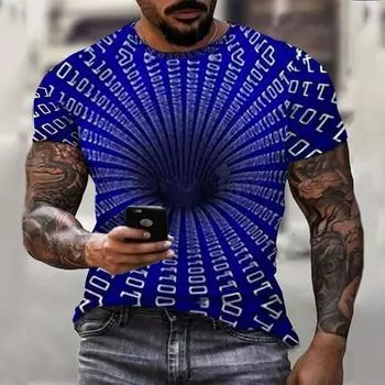 Data Digital, меняющая несколько цветов, новая летняя мужская футболка с вращающейся черной дырой, модный мужской повседневный топ с 3D-принтом и коротким рукавом