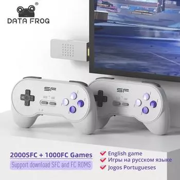 DATA FROG 16-битная беспроводная игровая консоль Dendy в стиле ретро для Super Nintendo SNES FC 3000+ Game Stick 4K HDMI-совместимая ТВ-игровая консоль для SFC GAME 900 Games белый
