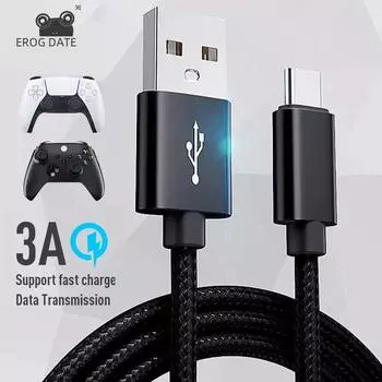 DATA FROG 1м/2м/3м кабель для зарядки для PS5/Xbox Series SX контроллер USB Type C кабель питания для Playstation 5 геймпад аксессуары жёлтый