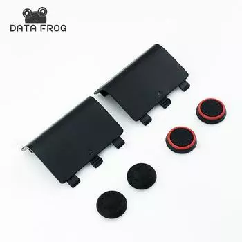DATA FROG 2 шт. Задняя крышка батарейного отсека Крышка дверного ограждения Стиль шкафа для беспроводного контроллера XBox One + 2 силиконовые крышки для ручек черного цвета 1PCS чёрный
