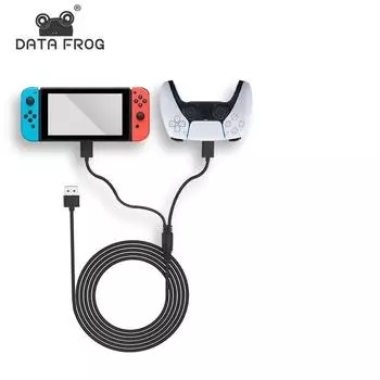 Data Frog 2 в 1 Тип C Зарядный кабель для PS5 Контроллер Линия питания для Xbox One Геймпад Зарядное устройство Для NS Switch чёрный