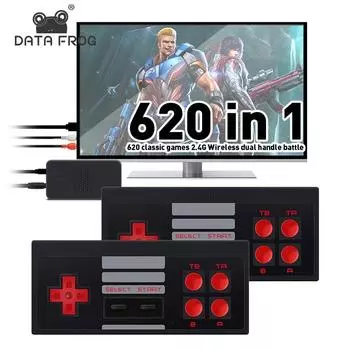 DATA FROG 8-битная игровая приставка Ретро игровая консоль Встроенная 620 классических игр Беспроводной мини-джойстик для двух игроков с дистанционным управлением AV-выход