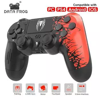 Data Frog Беспроводные игровые контроллеры Bluetooth-совместимый Spide Геймпад для PS4 Геймпад Slim/pro Консоль Игровой для джойстика ПК чёрный