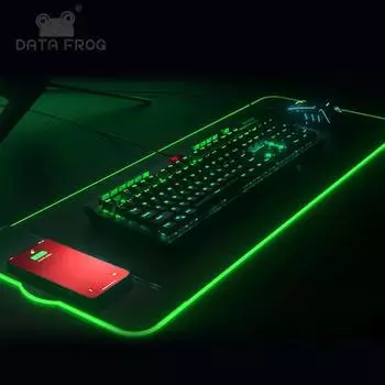DATA FROG большой RGB цветной светодиодный коврик для игровой мыши, водонепроницаемый нескользящий беспроводной перезаряжаемый коврик для настольного компьютера для ПК, ноутбука Set 2