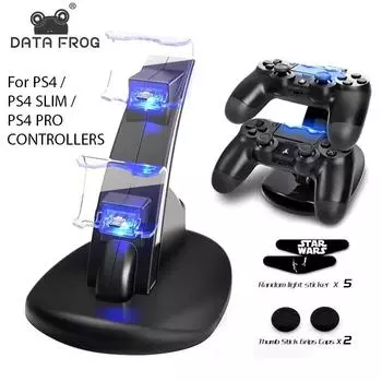 DATA FROG Dual USB зарядное устройство подставка для PS4 Dualshock4 контроллер зарядная док-станция со светодиодом для Playstation 4/PS4 Pro/PS4 Slim белый