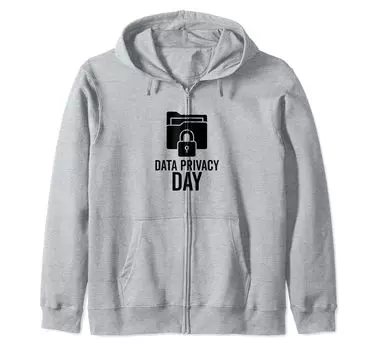 Data Privacy Day Encryption Security Padlock Folder Zip Hoodie серый