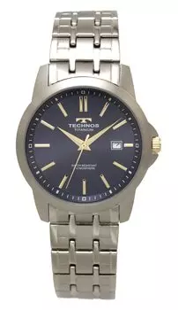 Дата Титан T9B75IN Серебряные Часы [Technos] Мужские синий
