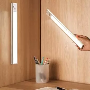 Датчик человеческого тела, светильник для шкафа с дистанционным управлением, быстрое реагирование, широкий угол обнаружения, перезаряжаемый светодиодный ночник для установки под столешницей 20cm серебряный