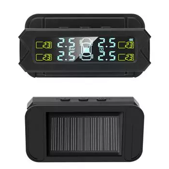 Датчик давления в шинах TPMS с солнечной батареей, цифровой ЖК-дисплей, высокоточный детектор давления в шинах TPMS с 4 внешними/внутренними датчиками Internal