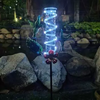 Датчик дождя «Колибри» со стеклянной трубкой, нержавеющий металлический каркас, солнечный датчик дождя со светодиодом