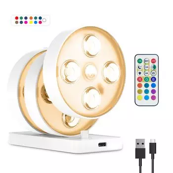 Датчик движения для помещений, 4-уровневый пульт дистанционного управления и зарядная база, тип C, 13 цветов RGB, простая постепенная регулировка яркости, 30-минутный таймер