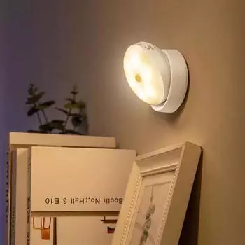 Датчик движения, ночник для шкафа, светодиодное USB-освещение, лампа для спальни, шкафа, шкафа, перезаряжаемый магнитный светодиодный портативный светильник белый