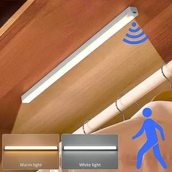 Датчик движения Ночники Беспроводной светодиодный светильник USB Перезаряжаемый Магнитный Для Гардеробной Комнаты Кухни Прохода Трубка Детектор Лампа 10cm теплый белый