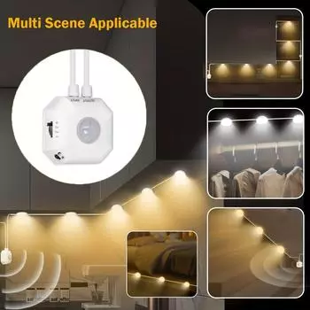 Датчик движения Освещение шкафа Сенсорные ночники USB LED Для кухонного шкафа Спальня Гардероб Внутреннее освещение Ночник 3color in 1 lamp