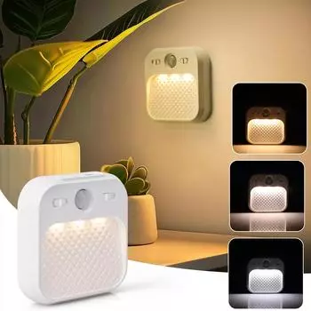 Датчик движения PIR, светодиодный ночник, перезаряжаемый через USB, для спальни, лестницы, прихожей, шкафа, освещения шкафа