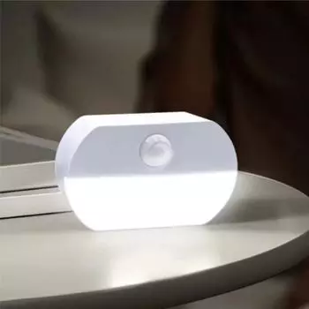 Датчик движения, светильник для шкафа, беспроводной светодиодный ночник на батарейках AAA для спальни, кухни, шкафа, стены, лестницы, освещения белый