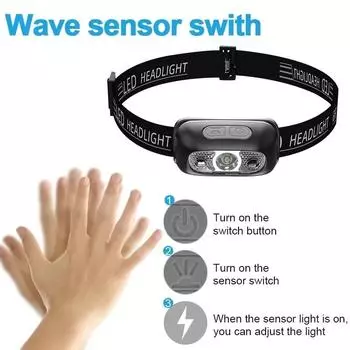 Датчик движения светодиодный налобный фонарь USB перезаряжаемый налобный фонарь со встроенным аккумулятором светодиодный налобный фонарь для рыбалки кемпинга
