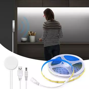 Датчик движения USB 5 В COB светодиодная лента проникает в зеркало, дерево, скрытый корпус, индукционный переключатель, сделай сам, ванная комната, туалет, туалет, макияж, светильники 1m
