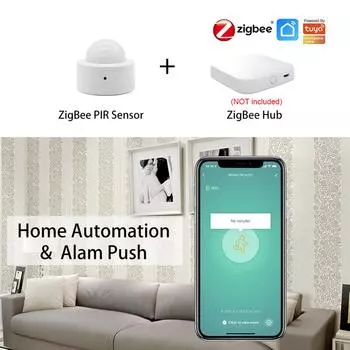 Датчик движения ZigBee, сигнализация, умный индукционный PIR-датчик человеческого тела, 16,4 фута, диапазон обнаружения 120 градусов ZigBee белый