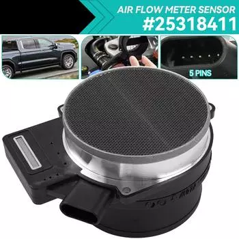 Датчик массового расхода воздуха MAF, 5 контактов для Chevrolet Corvette Silverado Avalanche 1500 Suburban Tahoe GMC Sierra Yukon 25168491 чёрный