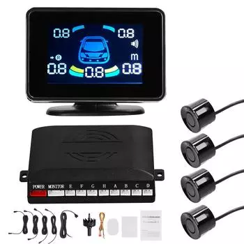 Датчик парковки автомобиля, радар заднего хода, передняя и задняя поддержка, звуковое предупреждение, зуммер, без звука с 4 чёрный