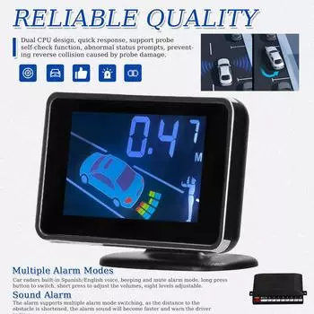 Датчик парковки автомобиля, радар заднего хода, передняя и задняя поддержка, звуковое предупреждение, зуммер, без звука с 8 серый