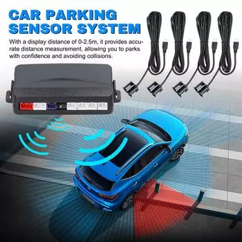 Датчик парковки автомобиля, система задних радаров заднего хода с 4 датчиками парковки, ЖК-дисплей с функцией определения расстояния серебряный