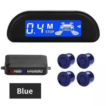 Датчик парковки для автомобиля с автоматическим парктроником, обратным светодиодным монитором, 4 датчика, 12 В, 8 цветов синий