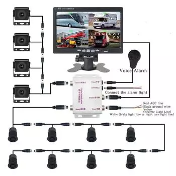Датчик парковки заднего вида для грузовика, широкое рабочее напряжение, несколько цифровых датчиков, подключенный кабель, система датчиков парковки для грузовиков 12-24 В 1PCS