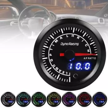 Датчик соотношения воздуха и топлива Узкополосный круглый 7 цветов Цифровой измеритель воздуха/топлива AFR для автомобиля
