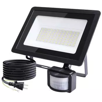 Датчик Светодиодная Розетка Движение Работа Безопасность Дневной Свет Бесплатно Высокая Энергия Парковка Вход PSE Шнур Питания 2P Прожектор с Датчиком Движения 50 Вт Свет, Прожектор,