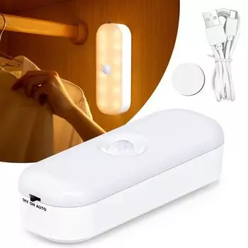 Датчик тела Светодиодный ночник USB зарядка Магнитная установка коридор лестница шкаф прикроватная тумбочка шкаф ночники 1-Light Mount