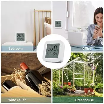 Датчик температуры и влажности Tuya Mini LCD Digital Display Совместимость с Bluetooth APP Пульт дистанционного управления Термометр Гигрометр