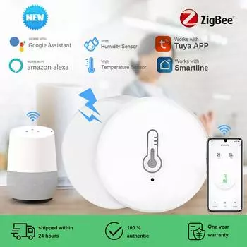 Датчик температуры и влажности Tuya ZigBee 3.0, гигрометр для умного дома, работает с приложением Alexa Google Smart Life