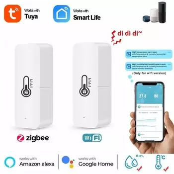 Датчик температуры и влажности Tuya ZigBee требует шлюза ZigBee, умный дом, измеритель влажности в помещении, голосовое управление Google