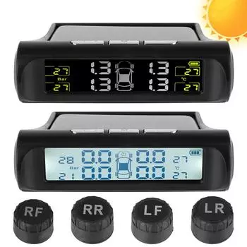 Датчик температуры шин 0-6 бар Системы автомобильной охранной сигнализации Автомобильные аксессуары Универсальная USB / Солнечная TPMS Система контроля давления в шинах автомобиля General display