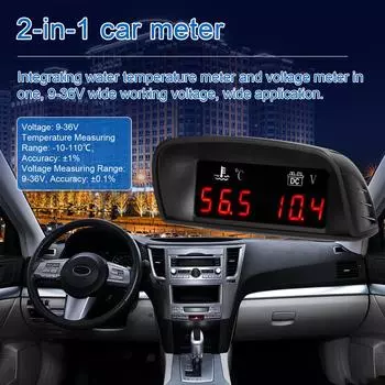 Датчик температуры, вольтметр 9-36 В с датчиком 1/8NPT для автомобиля, грузовика, внедорожника, автофургона чёрный